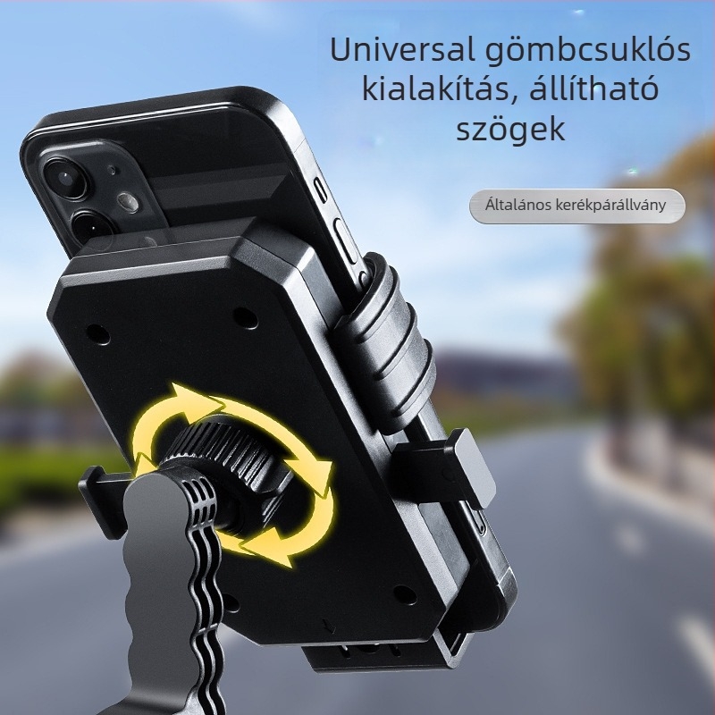 Motorkerékpár navigációs telefon-tartó, ütésálló, többfunkciós, műanyag kivitel