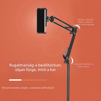 Fém talpon álló állvány élő közvetítéshez, hordozható, rezgéscsillapító, otthoni és az ágy melletti használatra