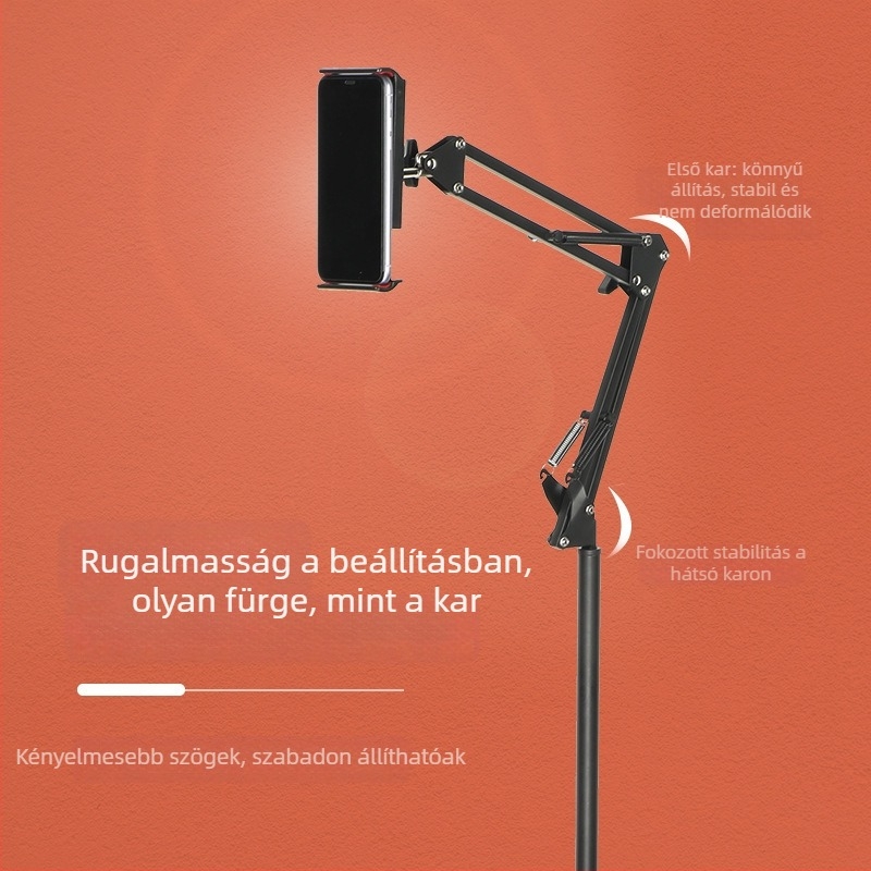 Fém talpon álló állvány élő közvetítéshez, hordozható, rezgéscsillapító, otthoni és az ágy melletti használatra