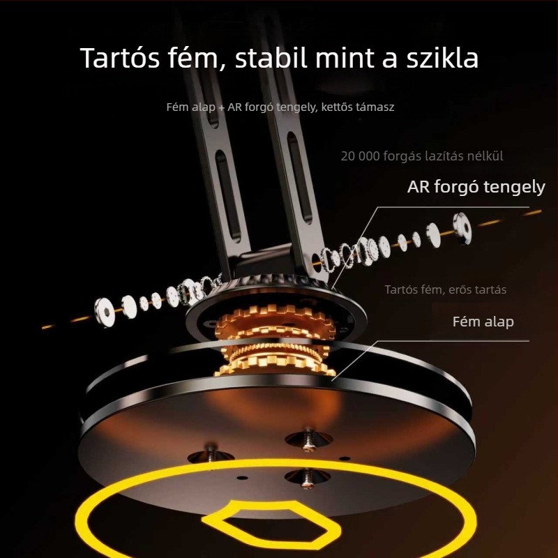 Asztali mágneses telefonállvány, fémből, forgatható, háromtengelyes emelés a streaminghez és videózásához