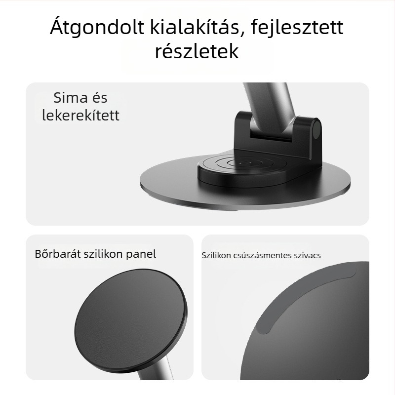Mágneses asztali telefontartó 360°-os forgással, kompatibil MagSafe tablettákkal, alumínium ötvözetből