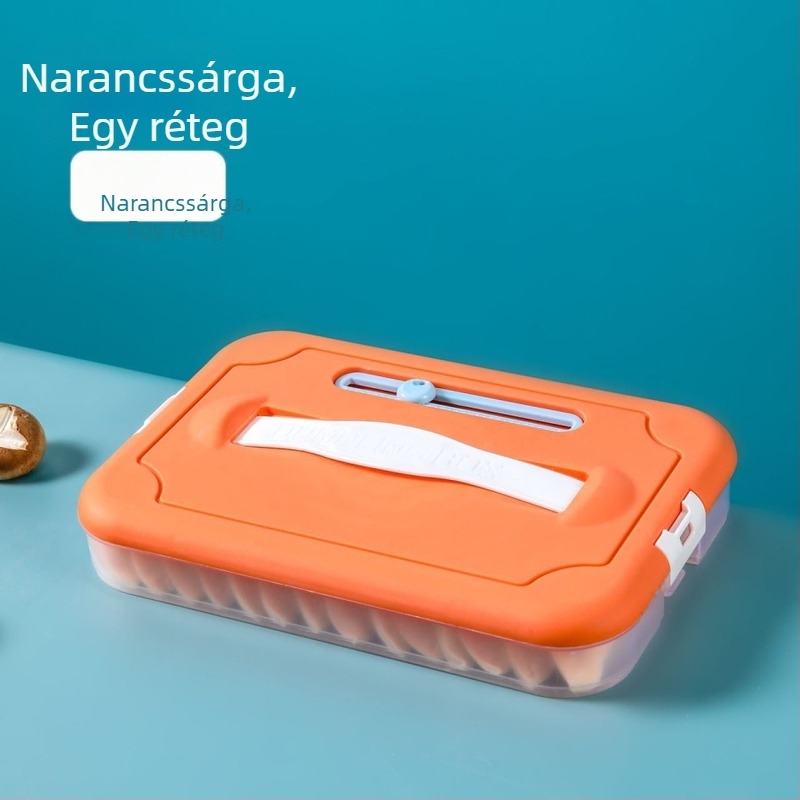 Műanyag gombóc tároló doboz fagyasztáshoz, többszintű tálcával, Godsend márka, rajzfilmszerű stílus