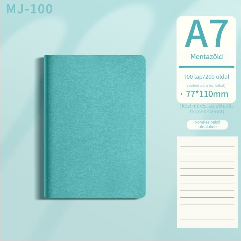 Mengjin jegyzetfüzet PU borítóval, tökéletes kötés, dupla ofszet papír, 80gsm, 100–200 oldal