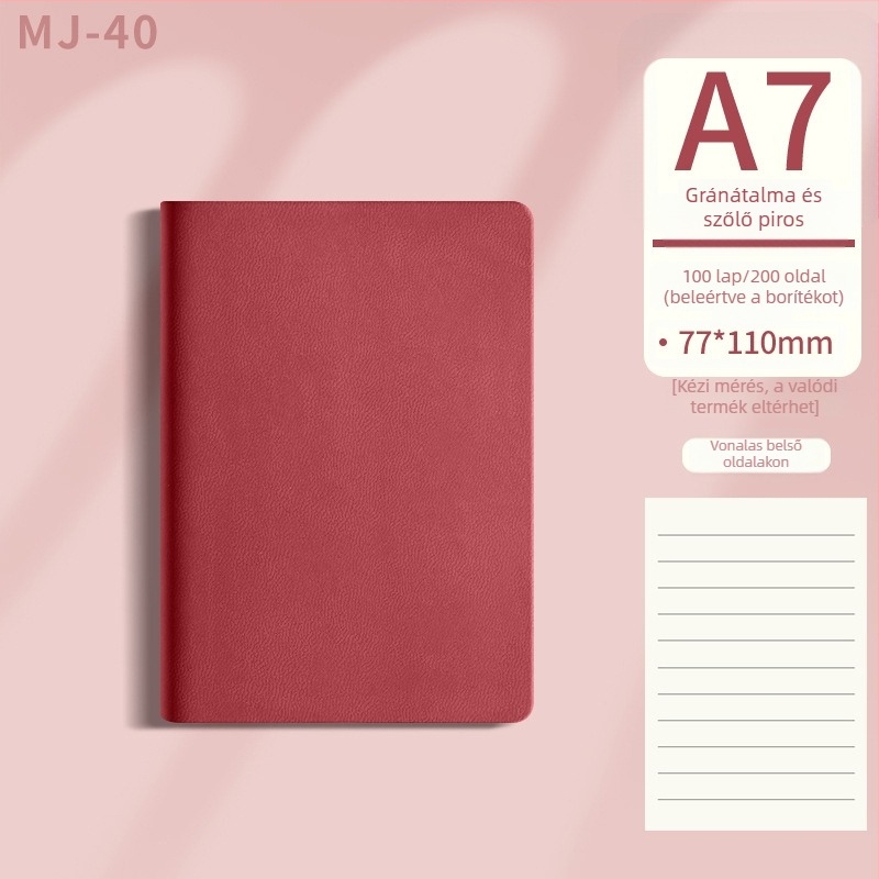 Mengjin jegyzetfüzet PU borítóval, tökéletes kötés, dupla ofszet papír, 80gsm, 100–200 oldal