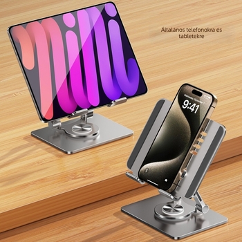 Asztali tablettához állvány, forgó kivitel, emelés és összecsukható, modell JZ-2082, kompatibil iPad/iPhone/iPod touch, súly 480 g