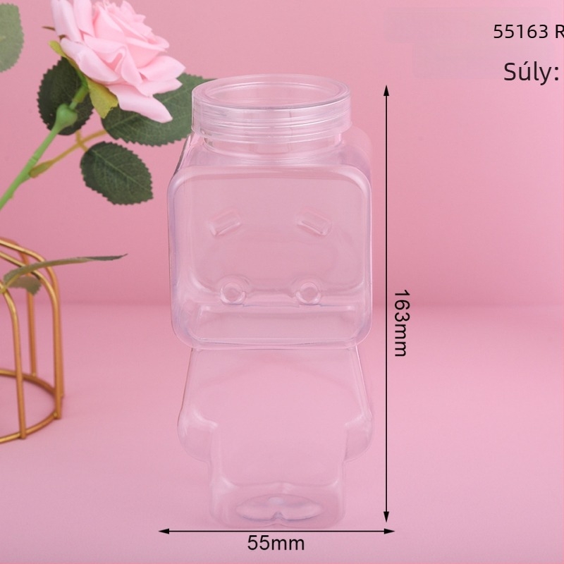 PET átlátszó kívánságüveg fak dugóval – DIY csillag alakú dizájn, konzerves csomagolás, variánsok Robot, Elefánt, Babamackó, cikkszám 12/12/1, Eredet Yiwu, Kína