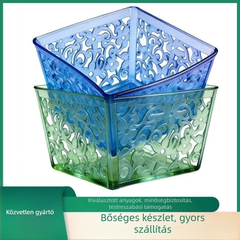 Négyzetes hálós gyümölcs- és zöldséges kosár, műanyag tároló rendező, YiRan márka
