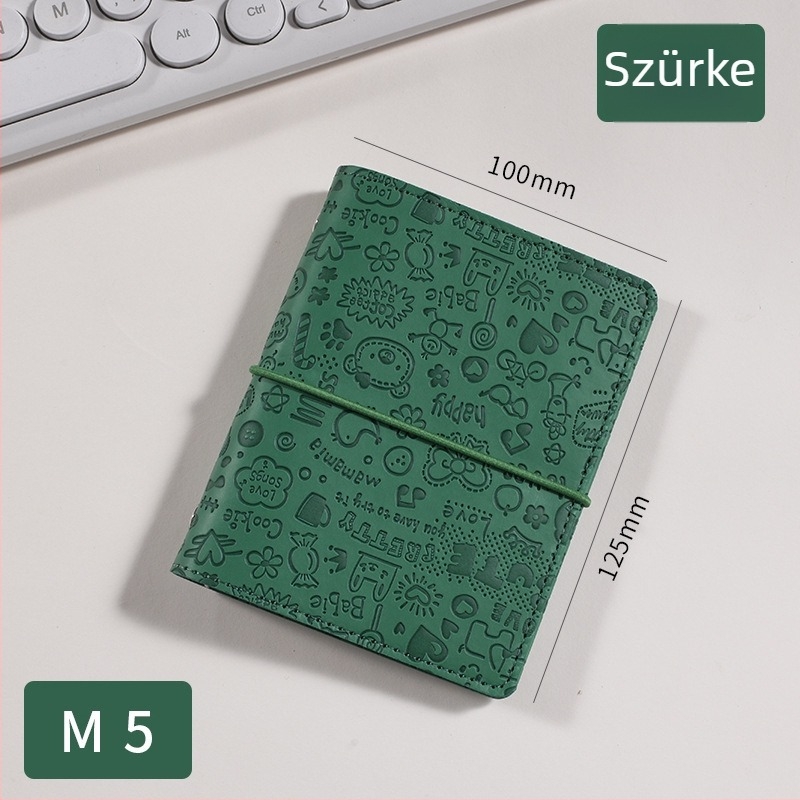 Kézben tartható napló műbőr borítóval, szabadon leválasztható lapokkal, Dowling papír, 80 g, 60 oldal