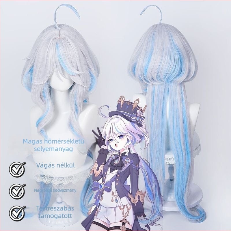 Cosplay paróka Silk Joy — hosszú, egyenes haj ferde frufruval, szimulált fejbőr, hőálló rost, festhető vagy göndöríthető, anime stílus