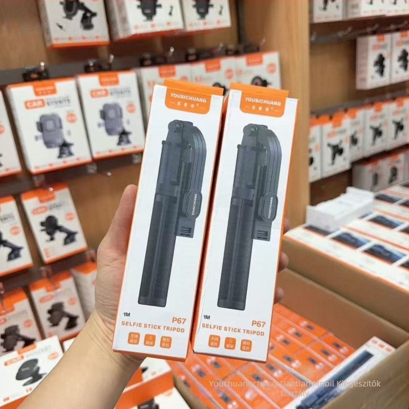 P67 Bluetooth Selfie Bot All-in-One Padlón Álló Tripod, ABS + Rozsdamentes Acél, Hosszabbítható, Hordozható, Távirányítóval