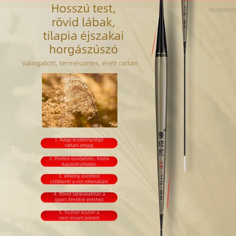 Montani LED éjszakai fényű horgászúszó harapásjelzővel, színváltó, rövid törzs, hosszú test, nappali- és éjszakai kettős használatú