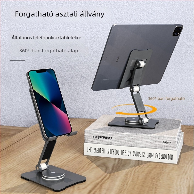 Asztali tartó telefonok és tabletekhez – forgatható, állítható, összecsukható, két-tengelyes, hordozható