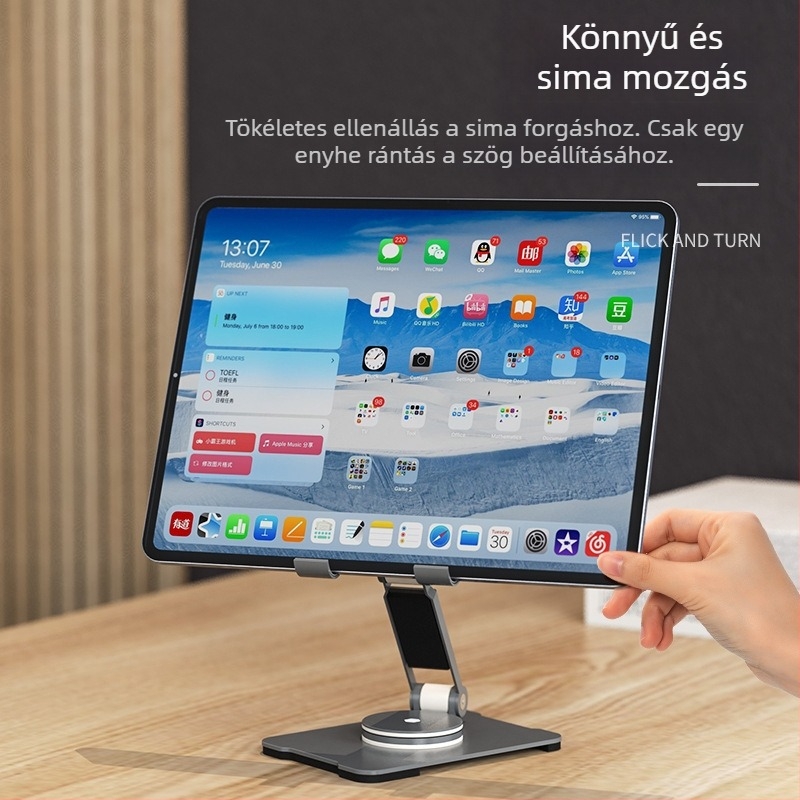 Asztali tartó telefonok és tabletekhez – forgatható, állítható, összecsukható, két-tengelyes, hordozható