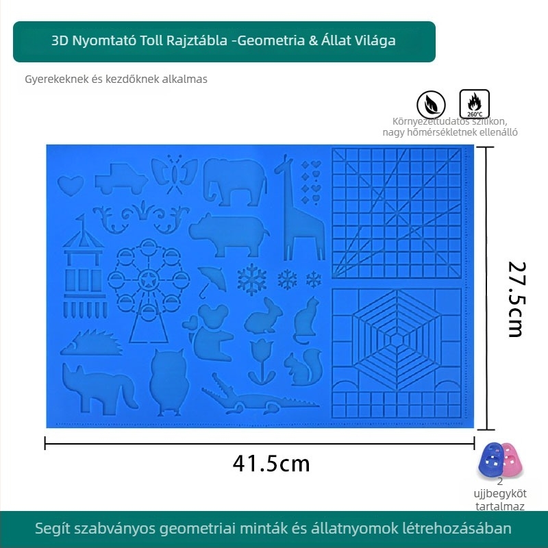 Mu Zi Szilikon Téglalap Alakú 3D Párna Skálával Gyerekeknek – DIY Rajzpad
