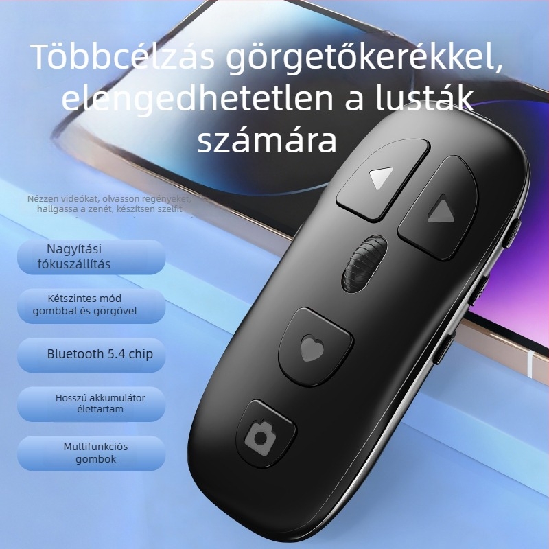 Pulley Bluetooth távvezérlő mobiltelefonhoz – egykattintásos fényképezés, like és görgetés – Type-C, 300mAh, hatótávolság 10 m