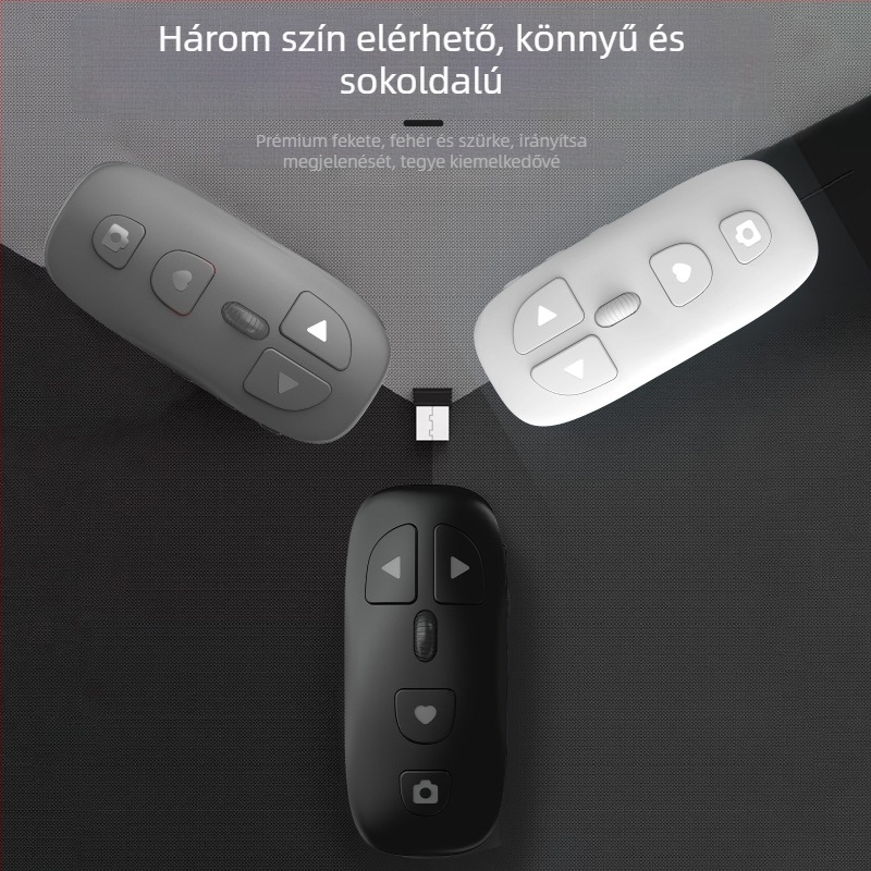 Pulley Bluetooth távvezérlő mobiltelefonhoz – egykattintásos fényképezés, like és görgetés – Type-C, 300mAh, hatótávolság 10 m