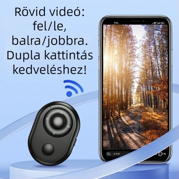 Kompakt Bluetooth távirányító okostelefonhoz Selfie mód, záridő-vezérlés, videó görgetés és Like funkció