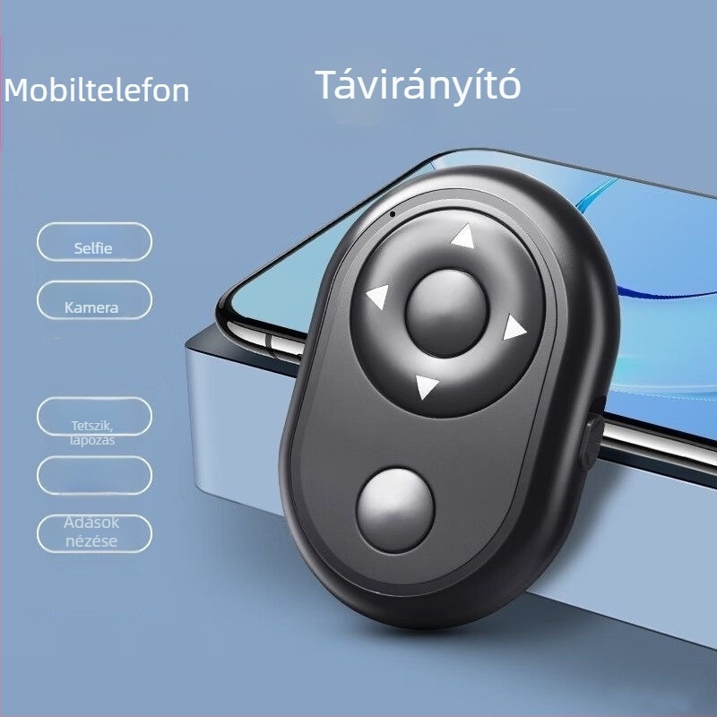 Kompakt Bluetooth távirányító okostelefonhoz Selfie mód, záridő-vezérlés, videó görgetés és Like funkció