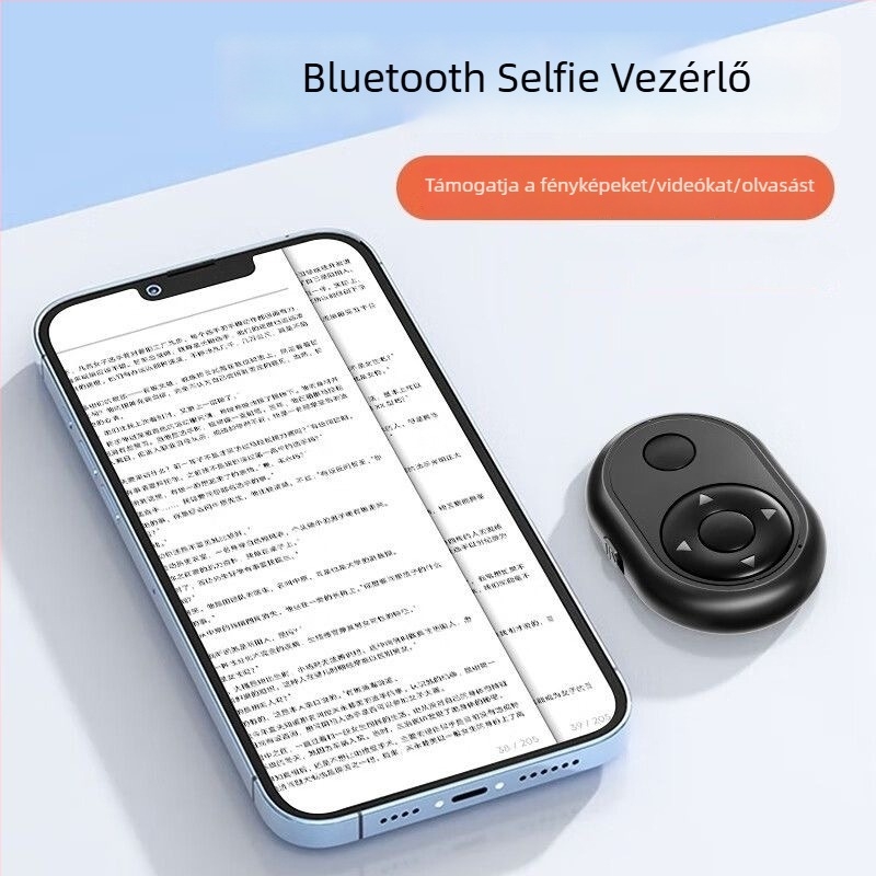 Kompakt Bluetooth távirányító okostelefonhoz Selfie mód, záridő-vezérlés, videó görgetés és Like funkció