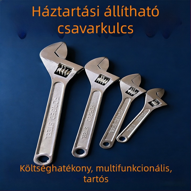 Állítható kulcs, magas szilárdságú, ipari minőség, edzett, nagy szakítószilárdságú, 6, 8, 10 és 12 hüvelyk, magas szêntartalmú acél