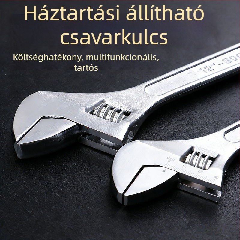 Állítható kulcs, magas szilárdságú, ipari minőség, edzett, nagy szakítószilárdságú, 6, 8, 10 és 12 hüvelyk, magas szêntartalmú acél