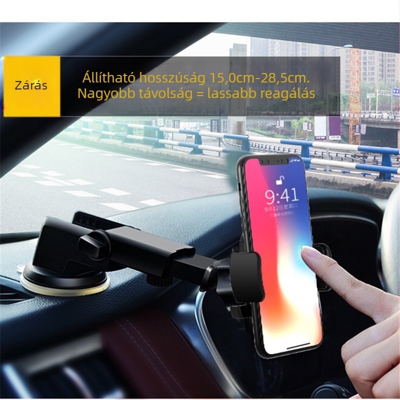 Autótelefon-tartó teleszkópos rúddal és szellőzőnyílásba szerelhető, műanyag kivitel