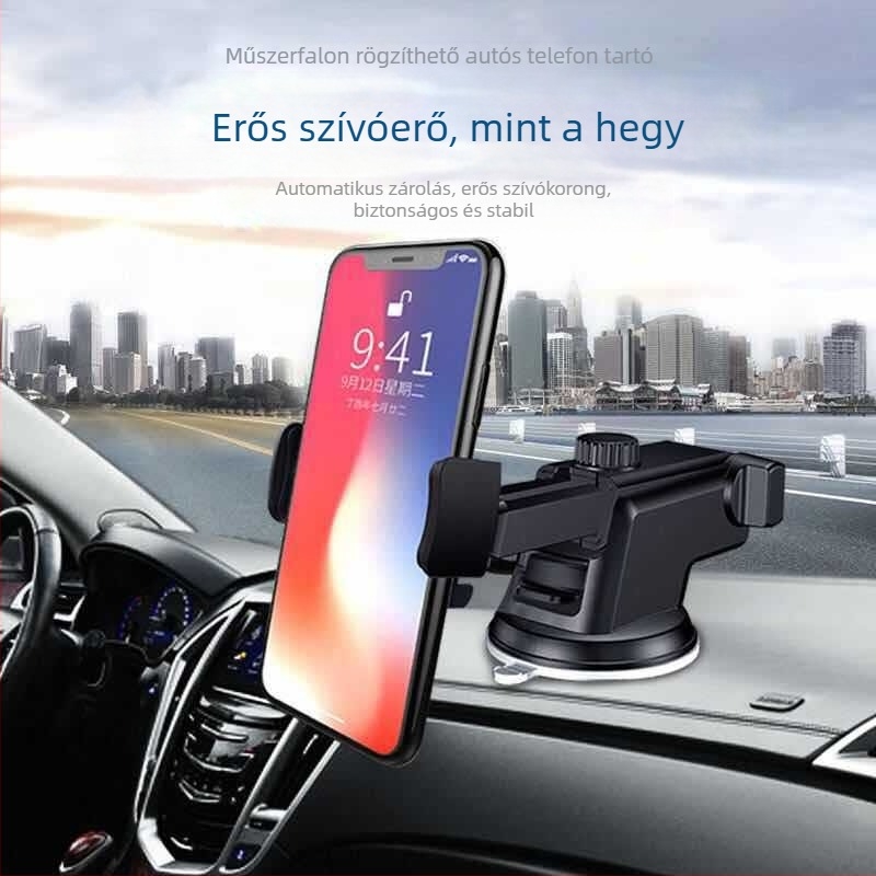 Autótelefon-tartó teleszkópos rúddal és szellőzőnyílásba szerelhető, műanyag kivitel