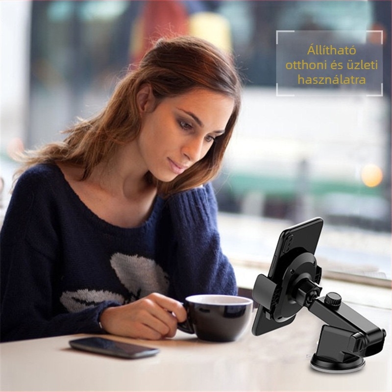 Autótelefon-tartó teleszkópos rúddal és szellőzőnyílásba szerelhető, műanyag kivitel