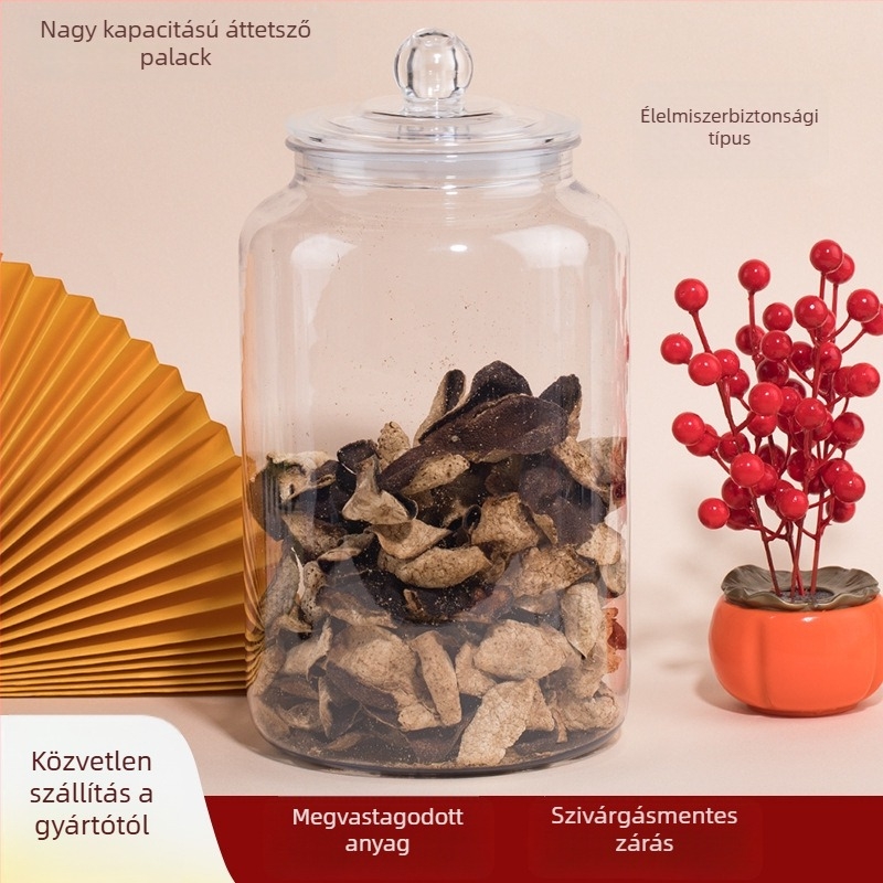 PET műanyag tárolóüveg szilikon gyűrűs fedéllel, blow molding technológiával készítve, kapacitás 4000–8000 ml