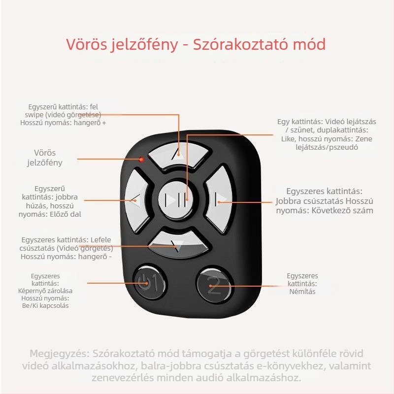 Bluetooth gyűrűs távirányító selfie- és zoom kamerához, modell J6PRO, ABS anyag, 40mAh akkumulátor, 10 m vezeték nélküli hatótáv, Micro interfész