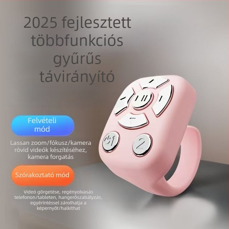 Bluetooth gyűrűs távirányító selfie- és zoom kamerához, modell J6PRO, ABS anyag, 40mAh akkumulátor, 10 m vezeték nélküli hatótáv, Micro interfész