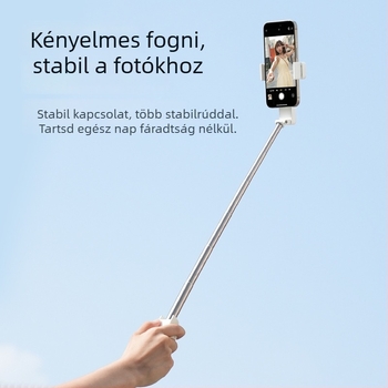 Bluetoothos telefonos selfie pálca, alumínium ötvözet, 360°-os forgás, hordozható képfelvételi állvány