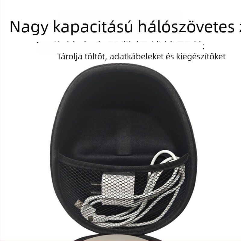 Sony WH-1000XM6 fejhallgató tok, hordozható nyakpánttal, ütésálló tároló, műbőr külső, textil kivitel
