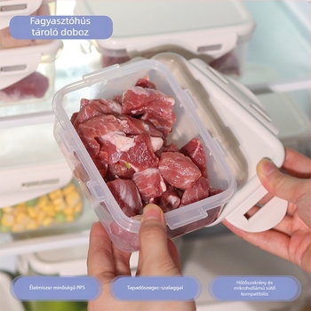 Élelmiszer-minőségű PP fagyasztó hús tároló doboz, lezárható fedéllel, ideális hagyma, gyömbér és fokhagyma tárolására