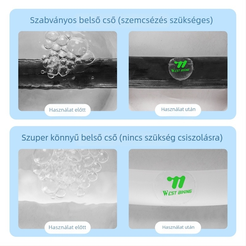 Kerékpár belső gumi javító készlet – ragasztó nélkül, puha gumi, West biking márka, licencelhető magáncímkézés
