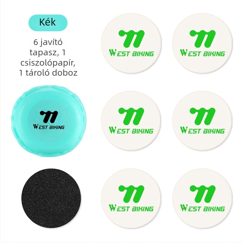 Kerékpár belső gumi javító készlet – ragasztó nélkül, puha gumi, West biking márka, licencelhető magáncímkézés