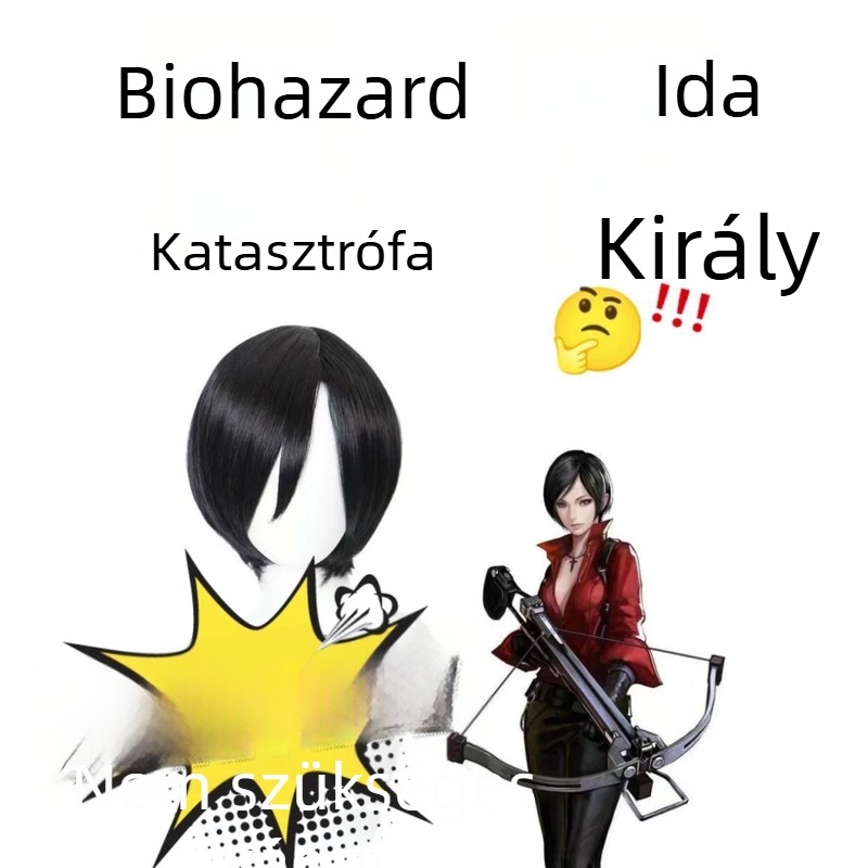 Ada Wong cosplay paróka – Magas hőmérsékletű szálakból, cosplay stílus, Festhető vagy permálható, Univerzális illeszkedés