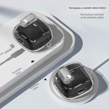 JBL Tune Flex2 Bluetooth fülhallgató tok, TPU átlátszó, puha külső, hordozható, injektálással gyártott, kompatibilis a 7483646 modellel