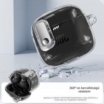 JBL Tune Flex2 Bluetooth fülhallgató tok, TPU átlátszó, puha külső, hordozható, injektálással gyártott, kompatibilis a 7483646 modellel