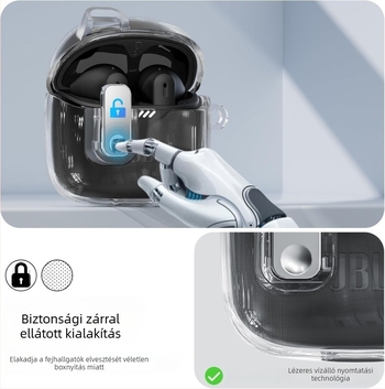 JBL Tune Flex2 Bluetooth fülhallgató tok, TPU átlátszó, puha külső, hordozható, injektálással gyártott, kompatibilis a 7483646 modellel