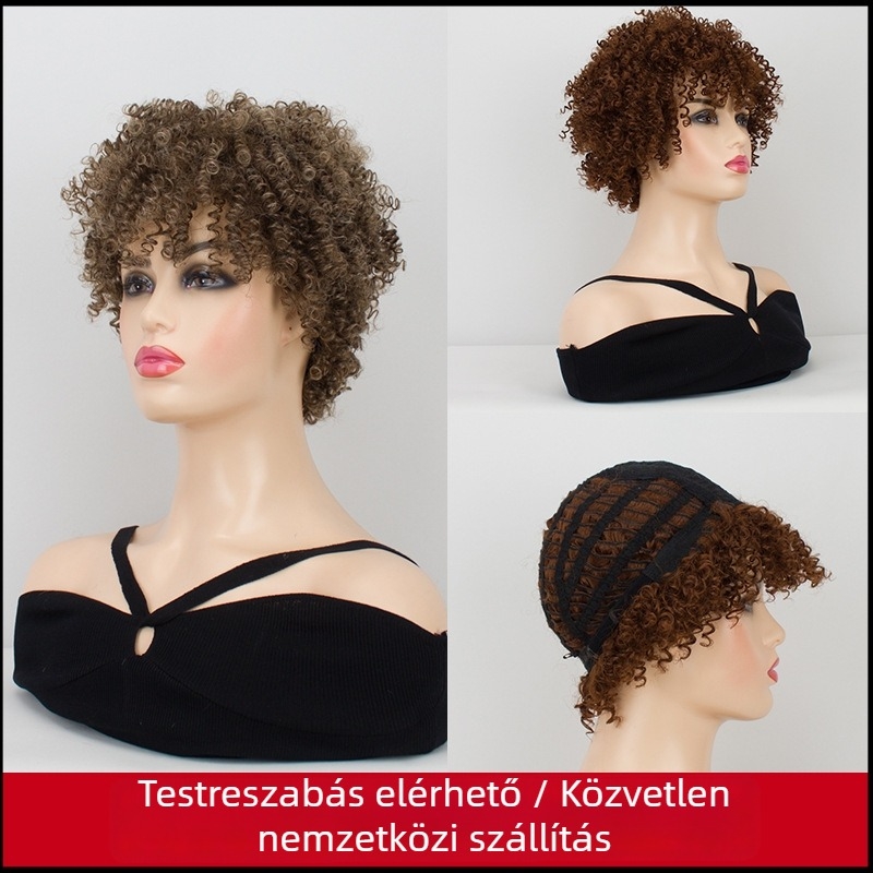 Hangyu Technology paróka – afrikai göndör haj spirál permellel, magas hőmérsékletű rostból, modell 3068B, hővel festhető