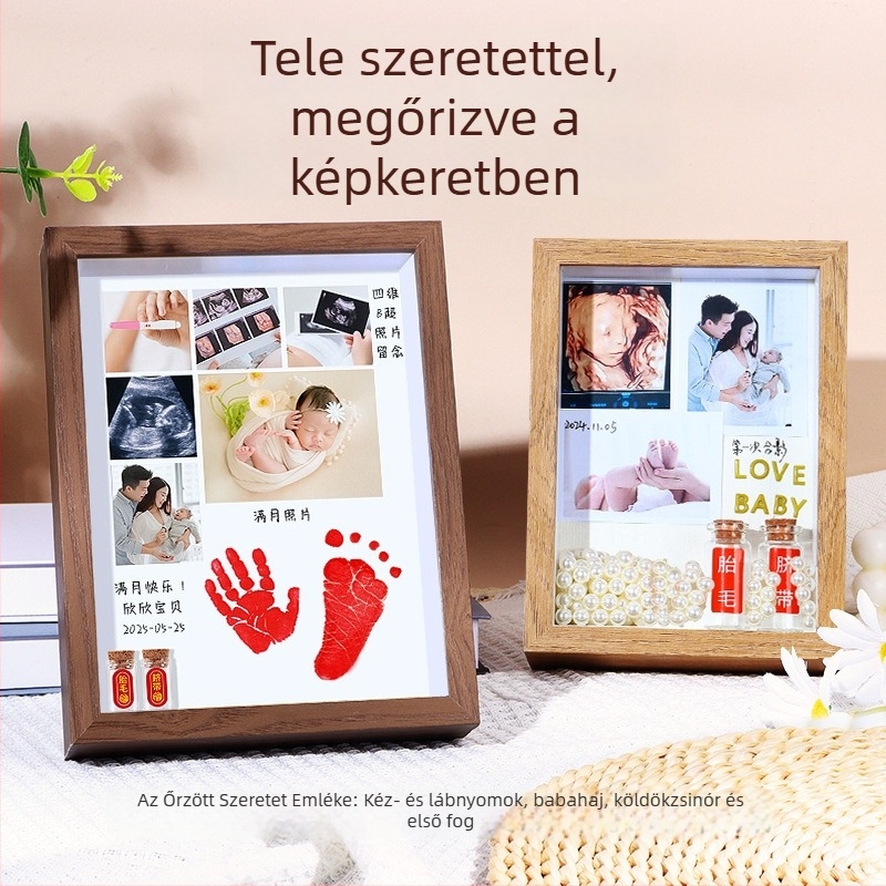 DIY babaemlék keret: magzati haj, köldökzsinór, tejfogak és kéz- vagy lányom