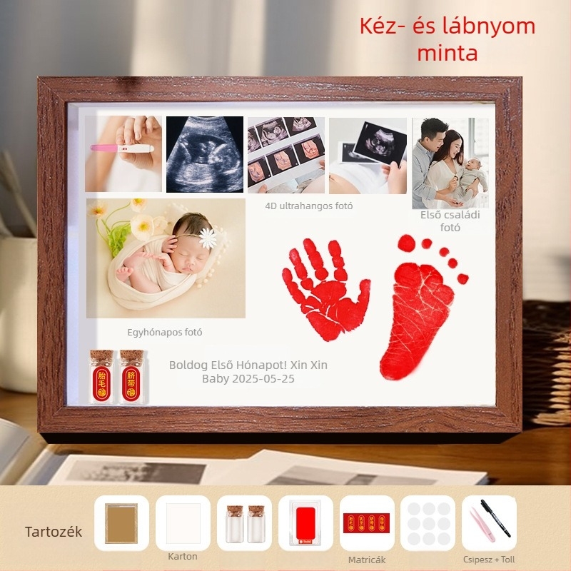 DIY babaemlék keret: magzati haj, köldökzsinór, tejfogak és kéz- vagy lányom
