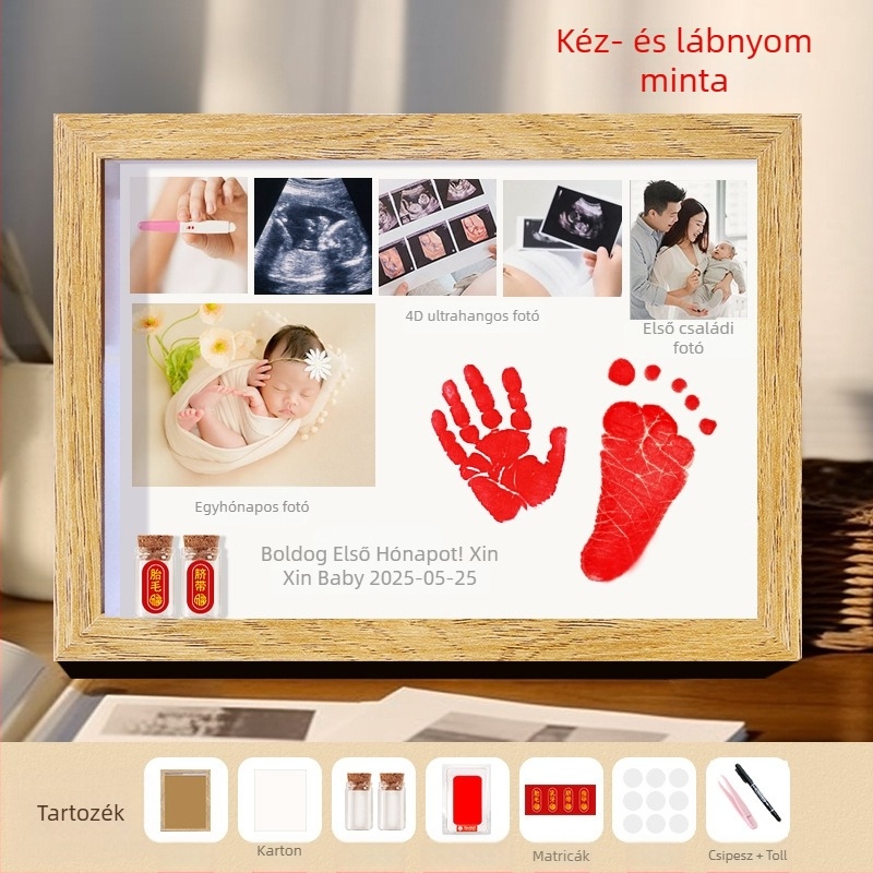 DIY babaemlék keret: magzati haj, köldökzsinór, tejfogak és kéz- vagy lányom