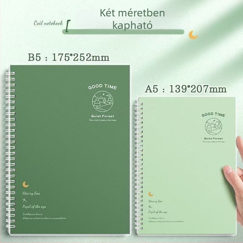 A5/B5 vonalas notesz, vastag spirálkötéssel, középiskolás és általános iskolás diákoknak, elegáns napló