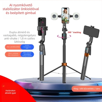 AI-vezérelt 4-tengelyes gimbal okostelefonhoz, Bluetooth selfie bot, AI követés, 360° panoráma/dőlés, kihúzható, beépített LED világítással