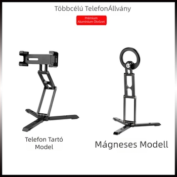 Alumíniumötvözet asztali mágneses telefontartó, 360° vízszintes és függőleges forgás, tömeg 133 g, univerzális okostelefonokhoz