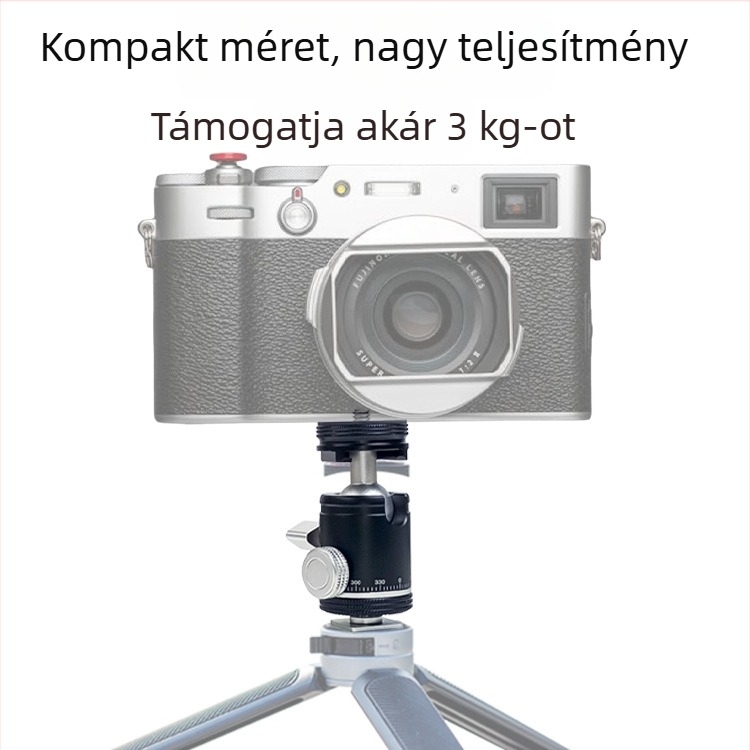 Hordozható, multifunkcionális telefon-tartó élő közvetítéshez világítással és 360° panorámás gömbfejjel; csavaros rögzítés; környezetbarát anyagok; vízszintes forgás 360°; vízszintes sebesség 360°; tömeg 0,92 kg