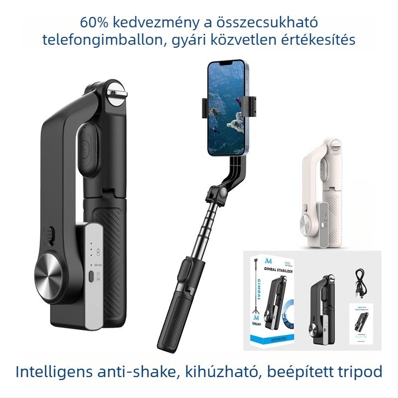 Gimbal stabilizátor SK-A4, egytengelyes, ABS+ alumínium ötvözet, Bluetooth, távirányítóval