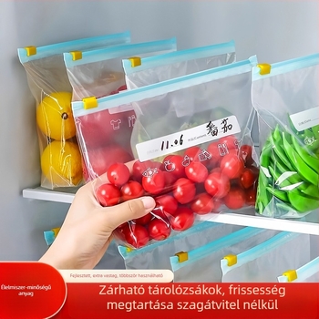 D0117 Háztartási hűtő- és fagyasztóhoz zárható tasakok, cipzáras tároló tasakok gyümölcsök és uzsonnák számára